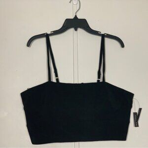 LEITH Square Neck Crop Top in Black